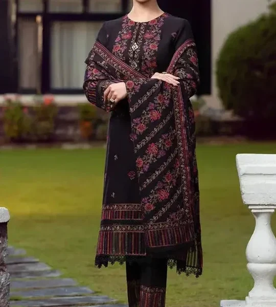 BR_920 Unstitched Heavy Embroidered Dhanak Suit Embroidered Dhanak Shawl