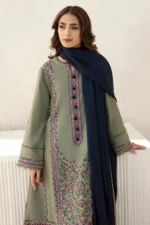 JZ710 Unstitched Fully Embroided Dhanak Suit With Dhanak Dupatta