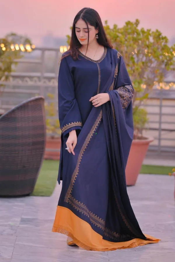 BR-1145 3Pc Unstitched Dhanak Suit with Printed Woolen Shawl