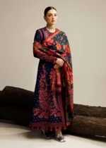 HR-570  Unstitched Dhanak Stuff Full Embroidered Suit With Digital Printed Wool Shawl