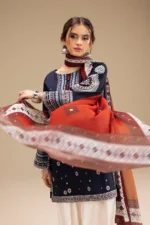 RR-610 Unstitched Dhanak Stuff Full Embroidered Suit With Printed Wool Shawl