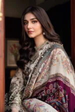 MB-550 Unstitched Dhanak Stuff Full Embroidered Suit With Printed Wool Shawl With Extra Patches