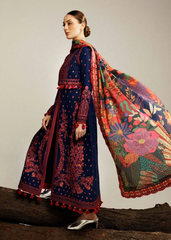 HR-570  Unstitched Dhanak Stuff Full Embroidered Suit With Digital Printed Wool Shawl
