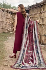 HR-515 Unstitched Dhanak Stuff Full Embroidered Suit With Printed Wool Shawl With Extra Patches