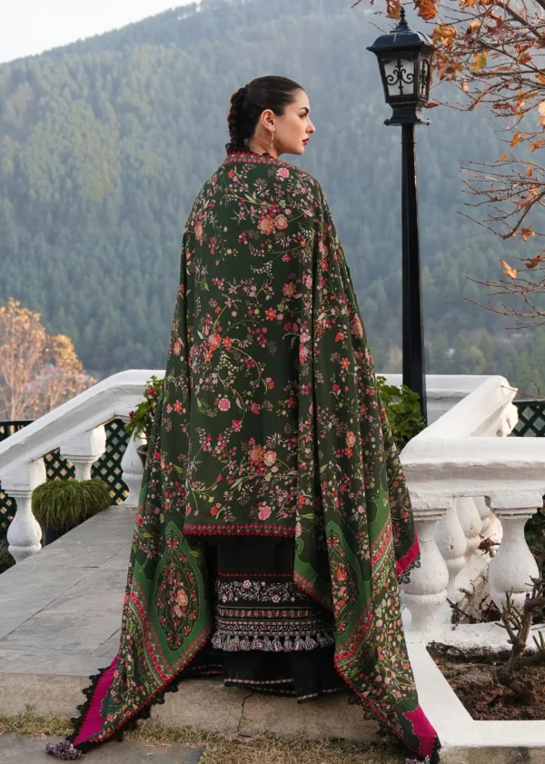 MB-520 Unstitched Dhanak Stuff Full Embroidered Suit With Printed Wool Shawl With Extra Patches