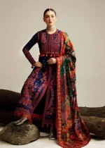 HR-570  Unstitched Dhanak Stuff Full Embroidered Suit With Digital Printed Wool Shawl