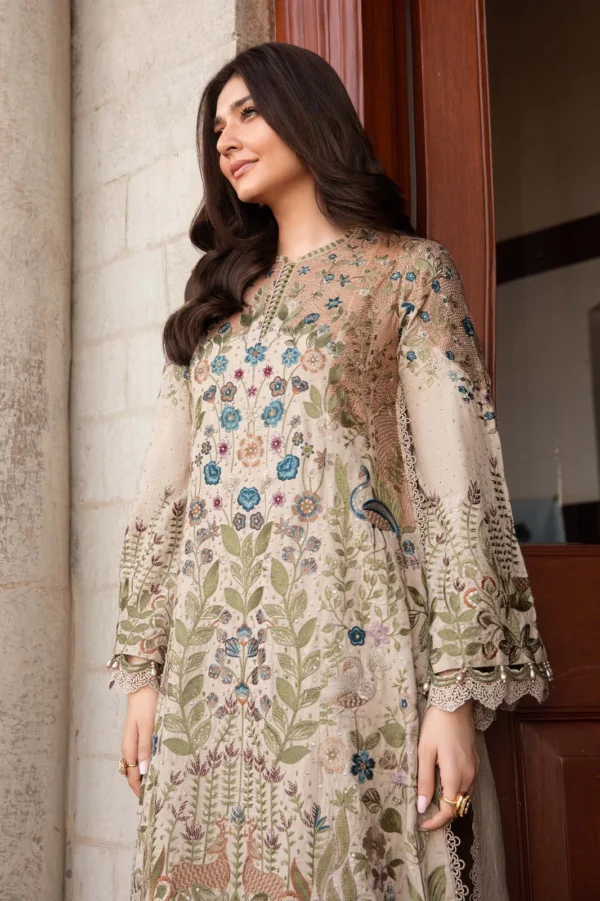MB-550 Unstitched Dhanak Stuff Full Embroidered Suit With Printed Wool Shawl With Extra Patches