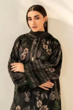 BQ-33B Digital Printed Khaddar Suit 3pc with Khaddar Digital Printed Dupatta & Embroidered Patches
