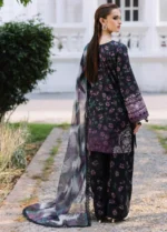 BQ-40 Digital Printed Khaddar Suit 3pc with Khaddar Digital Printed Dupatta & Embroidered Patches