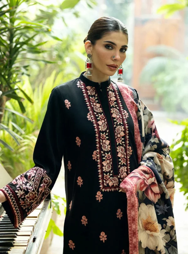 Unstitched Dhanak Stuff Full Embroidered Suit With Digital Printed Wool Shawl