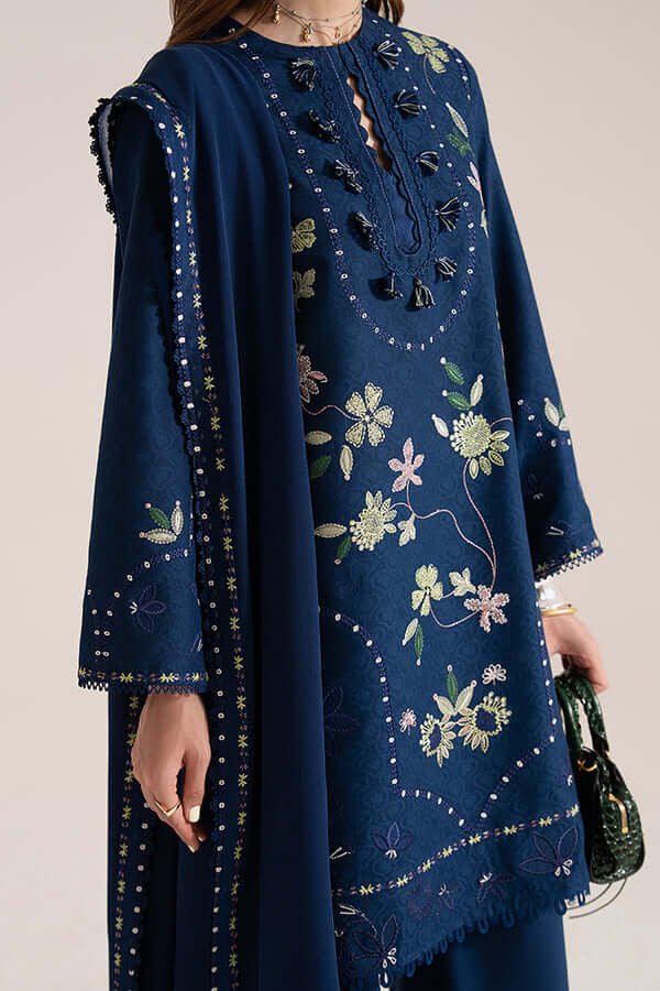 Unstitched Dhanak Stuff Full Embroidered Suit With Four-sided Dhanak Embroiderd Shawl
