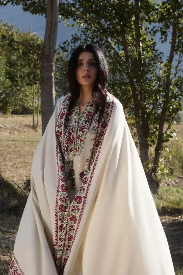 3 Piece - Unstitched Dhanak Stuff Full Embroidered Suit With Dhanak Embroiderd Shawl