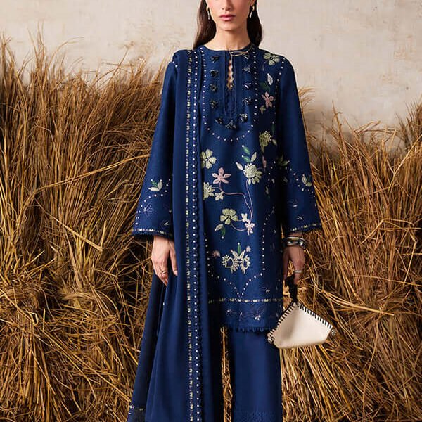 Unstitched Dhanak Stuff Full Embroidered Suit With Four-sided Dhanak Embroiderd Shawl