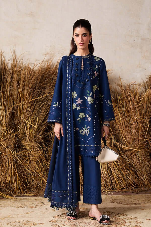 Unstitched Dhanak Stuff Full Embroidered Suit With Four-sided Dhanak Embroiderd Shawl