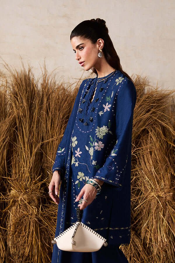 Unstitched Dhanak Stuff Full Embroidered Suit With Four-sided Dhanak Embroiderd Shawl
