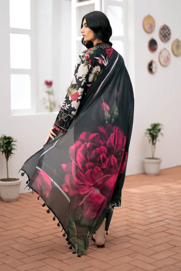 BQ-36 Digital Printed Khaddar Suit 3pc with Khaddar Digital Printed Dupatta & Embroidered Patches