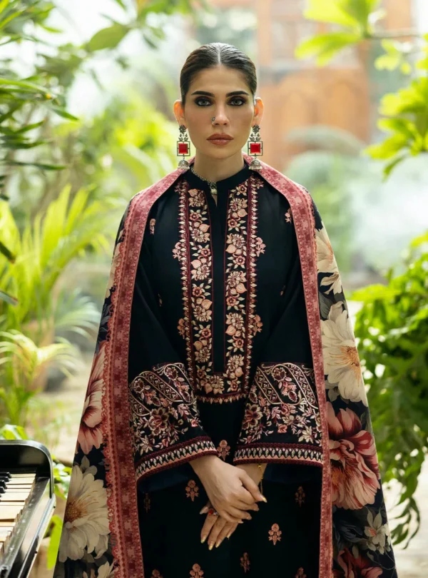 Unstitched Dhanak Stuff Full Embroidered Suit With Digital Printed Wool Shawl