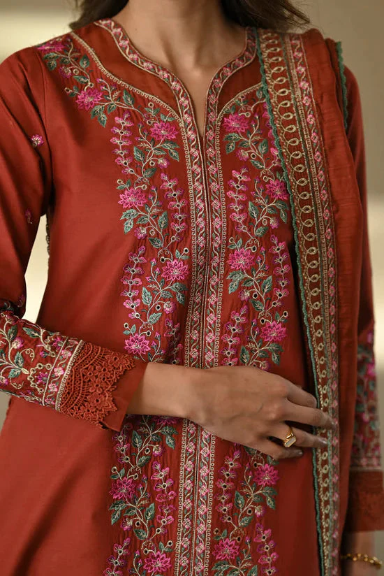 CO-635 Unstitched Embroidered Dhanak Suit 3pc With Embroidered Dhanak Shawl