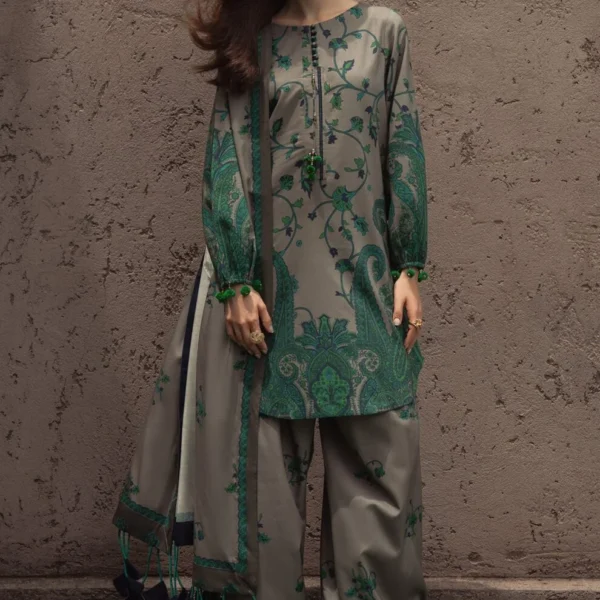 CH-76 Digital Printed Khaddar 3Pc Suit With Digital Printed Khaddar Dupatta