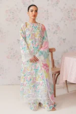 AF-70 Digital Printed Khaddar Suit 3pc with Khaddar Digital Printed Dupatta & Embroidered Patche (Copy)