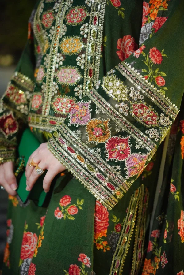 Unstitched Silk Stuff Full Embroidered Suit With Four-sided Silk Embroidered Dupatta With Extra Patches