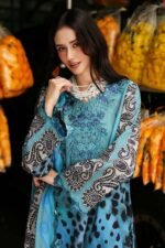 CH-80 Digital Printed Khaddar Suit 3pc with Khaddar Digital Printed Dupatta & Embroidered Patche