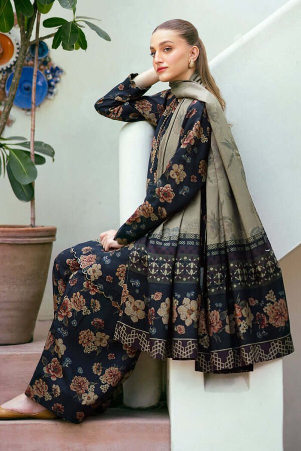 BQ-412 Digital Printed Dhanak Suit 3pc With Dhanak Digital Printed Dupatta