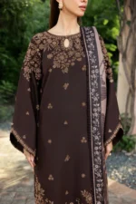 BQ140 Unstitched Heavy Embroidered Dhanak Suit ( Printed Woolen Shawl )