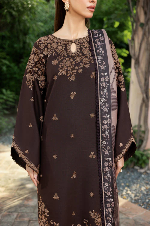 BQ140 Unstitched Heavy Embroidered Dhanak Suit ( Printed Woolen Shawl )