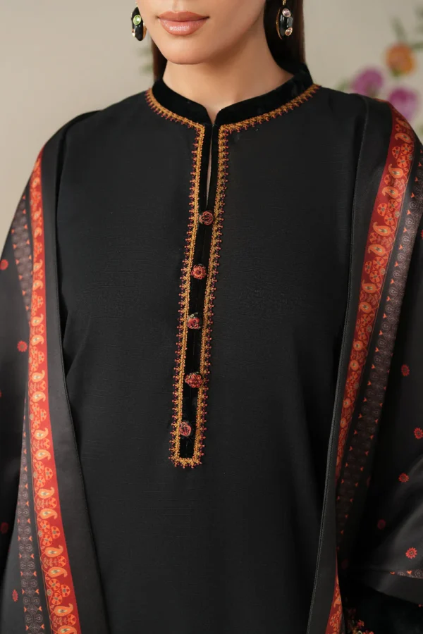 BQ-145 Unstitched Dhanak Suit with Printed Wool Shawl