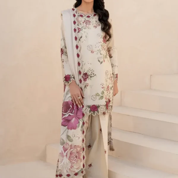 bq-87Unstitched Embroidered Khaddar Suit ( Printed Khaddar Dupatta )