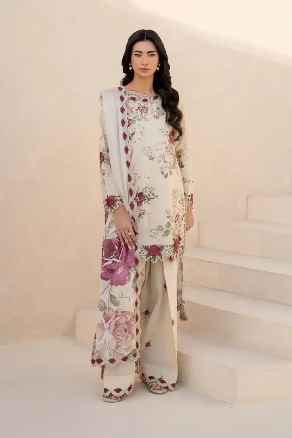 bq-87Unstitched Embroidered Khaddar Suit ( Printed Khaddar Dupatta )