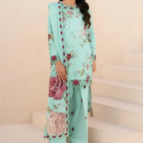 bq-86Unstitched Embroidered Khaddar Suit ( Printed Khaddar Dupatta )
