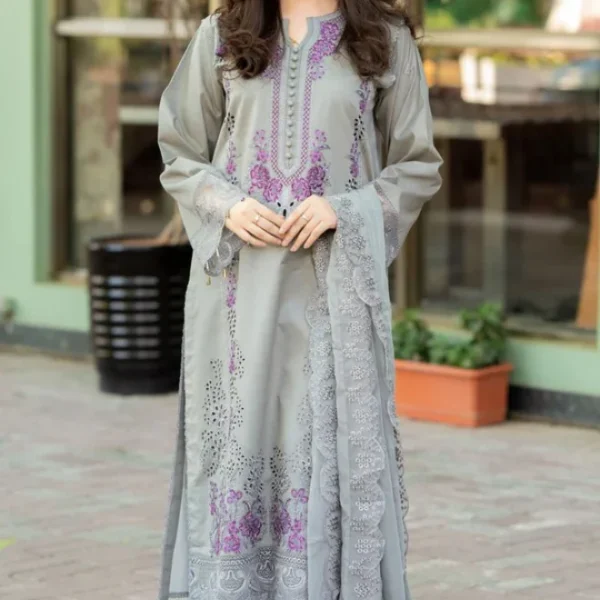 Ms-170 Unstitched Embroidered Dhanak Suit 3pc With Embroidered Dhanak Shawl