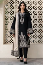 JZ-13Unstitched Embroidered Lawn Suit With Digital Printed Monar Slub Dupatta