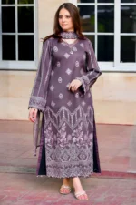 NS915 Unstitched Fully Embroidered Lawn Suit With Embroidered Chiffon Dupatta