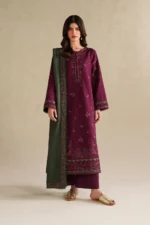 JZ-2705 Unstitched Fully Embroidered Lawn Suit With  Lawn Embroidered Dupatta
