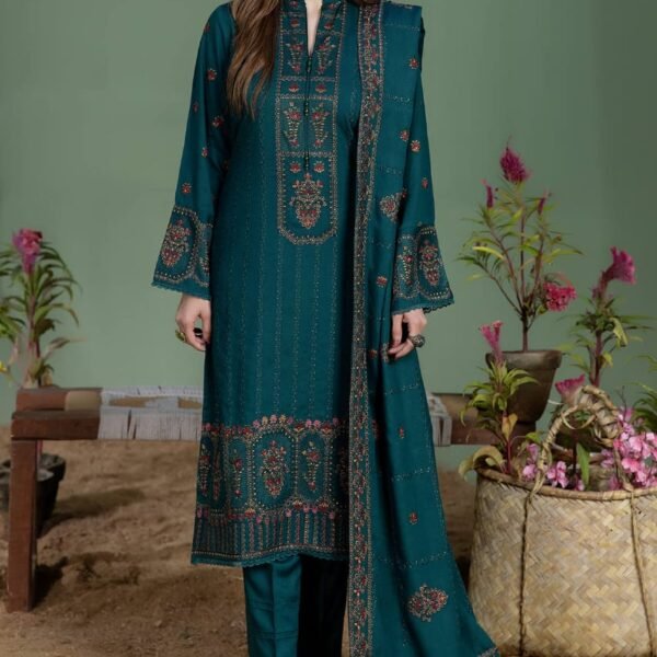 AJ-940 Unstitched Fully Embroidered Lawn Suit With 4 Sided Embroidered Lawn Dupatta
