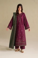 JZ-2705 Unstitched Fully Embroidered Lawn Suit With  Lawn Embroidered Dupatta