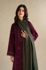 JZ-2705 Unstitched Fully Embroidered Lawn Suit With  Lawn Embroidered Dupatta