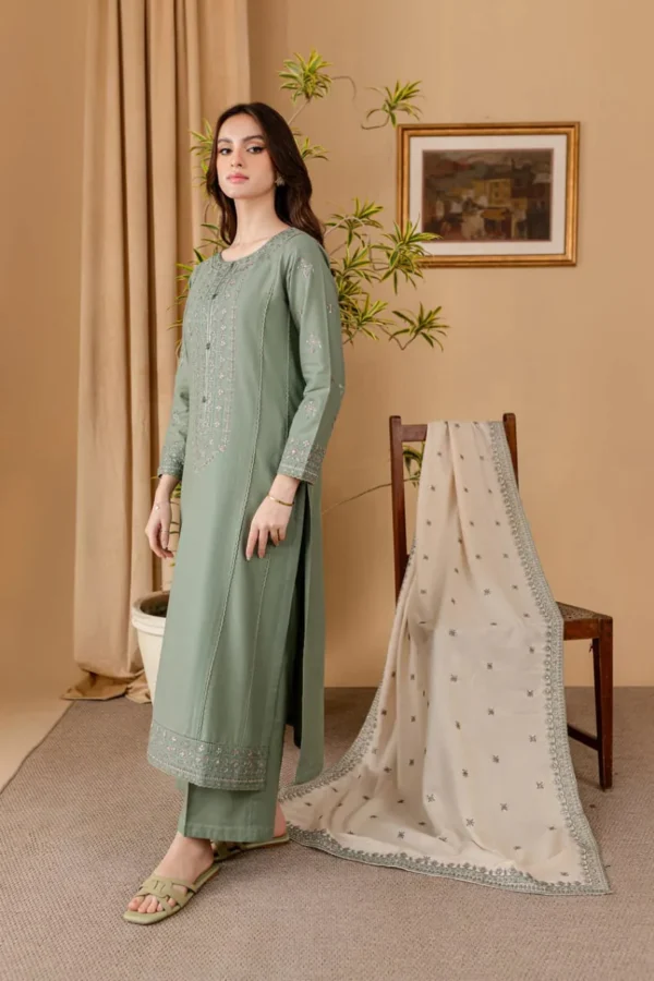 RP600 Unstitched Heavy Embroidered Lawn Suit With Embroidered Lawn Shawl