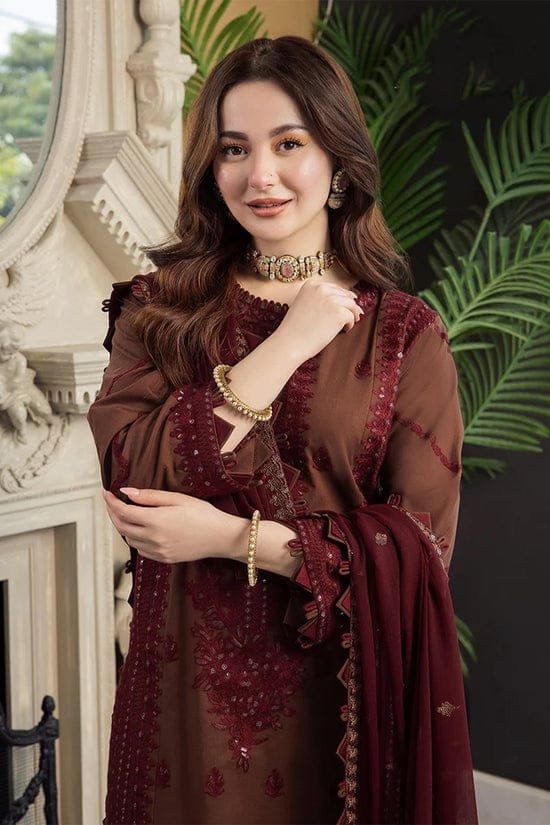 AJ-56 Unstitched Embroidered Lawn Suit With Embroidered Chiffon Dupatta