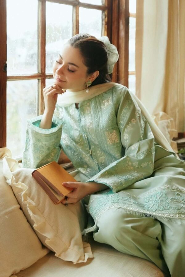 ZS-49 Lawn Embroidered 3pc Suit With Printed Cottan silk Dupatta