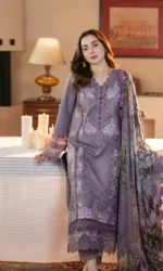 JD-2680 Lawn Unstitched Fully Embroidered  Shirt With Cotton Lawn Digital Dupatta
