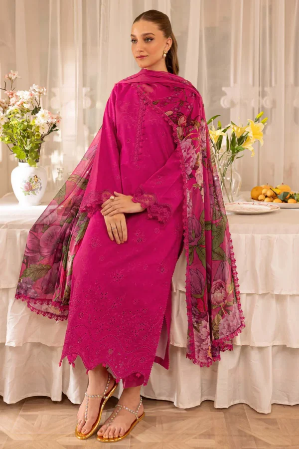 FR-2725 3 Piece-Unstitched Embroidered Lawn Fabric Printed Monar Dupatta