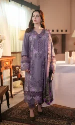 JD-2680 Lawn Unstitched Fully Embroidered  Shirt With Cotton Lawn Digital Dupatta