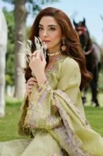 EL-2720 Lawn Unstitched Embroidered Shirt With cotton Net heavy Embroidered Duppta