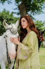 EL-2720 Lawn Unstitched Embroidered Shirt With cotton Net heavy Embroidered Duppta