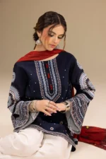 RR610 Unstitched Fully Embroidered Lawn Suit With Digital Printed Monar Dupatta