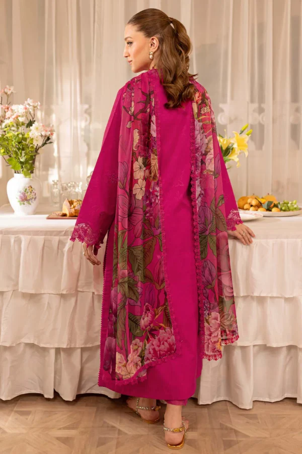 FR-2725 3 Piece-Unstitched Embroidered Lawn Fabric Printed Monar Dupatta